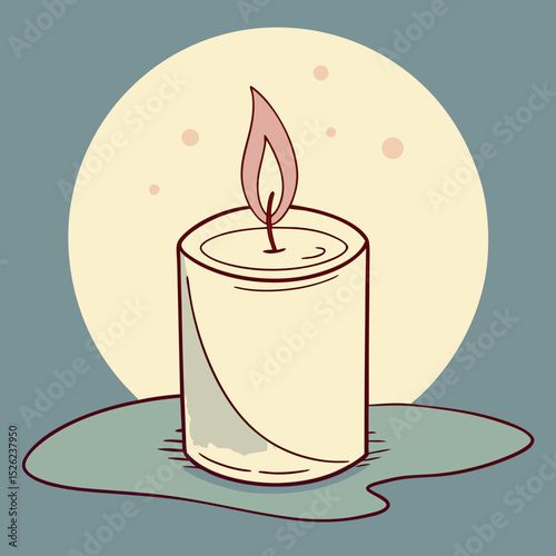 Minimal Candle Illustration with Soft Glow – Cozy and Relaxing Vector Design