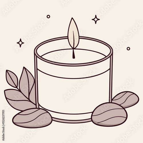 Minimal Candle Illustration with Soft Glow – Cozy and Relaxing Vector Design