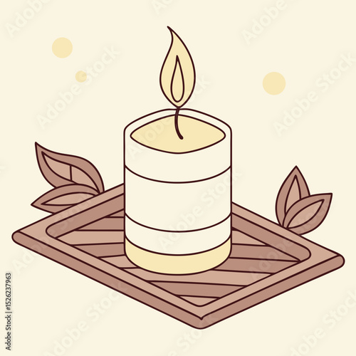 Minimal Candle Illustration with Soft Glow – Cozy and Relaxing Vector Design