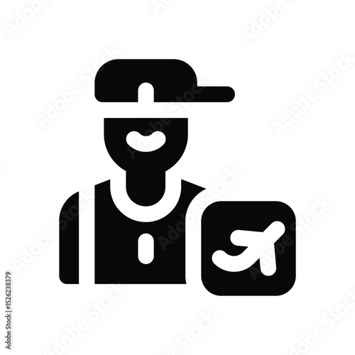 traveler glyph icon. Strong and solid vector icon for websites, mobile interfaces, presentations, and visual branding. High quality and easy to edit.