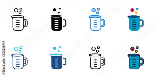  Beaker glass icon set multiple style collection 
