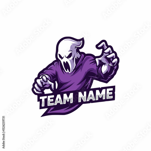 A Creepy Specter Emerging from the Shadows A Haunting Ghost Mascot For a Gaming Clan Logo Design