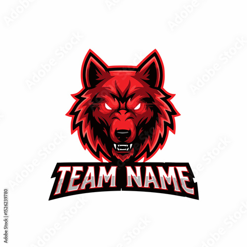 Aggressive Red Wolf Mascot Logo for E-Sports Team Vector Design Concept and Strong Gaming Visual Identity Idea