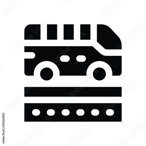 bus glyph icon. Strong and solid vector icon for websites, mobile interfaces, presentations, and visual branding. High quality and easy to edit.