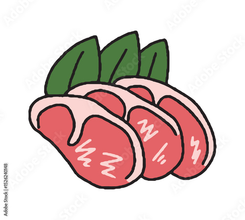 厚切り肉の手描きイラスト