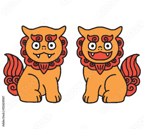 かわいいシーサーの手描きイラスト