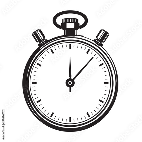 Classic stopwatch illustration black and white