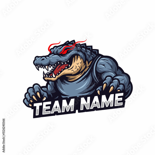 Ferocious Alligator Mascot for E-Sports Gaming Team High Quality Vector Illustration Modern Art Style Design