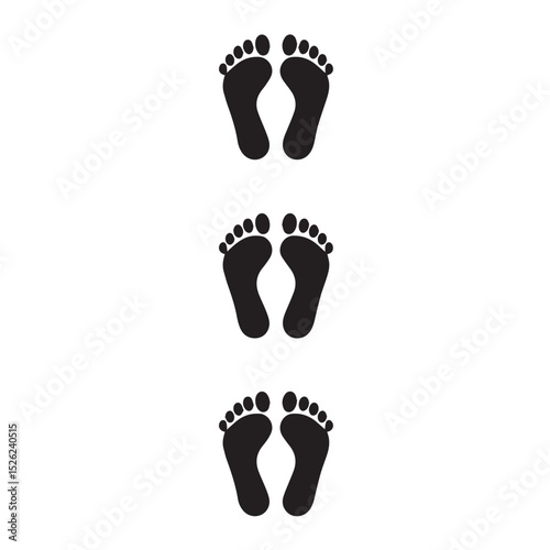 Three sets of black footprint icons on white background