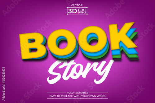 Book story with text effect luxury 3d style