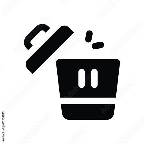 bin glyph icon. Strong and solid vector icon for websites, mobile interfaces, presentations, and visual branding. High quality and easy to edit.