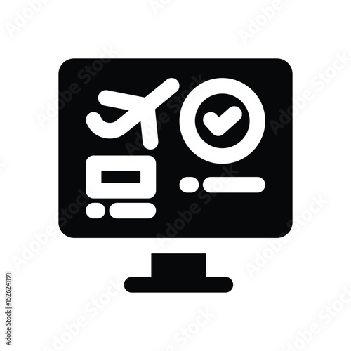 flight booking glyph icon. Strong and solid vector icon for websites, mobile interfaces, presentations, and visual branding. High quality and easy to edit.