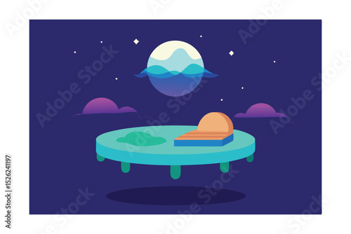 Celestial Island A Night Sky Floating Island Illustration