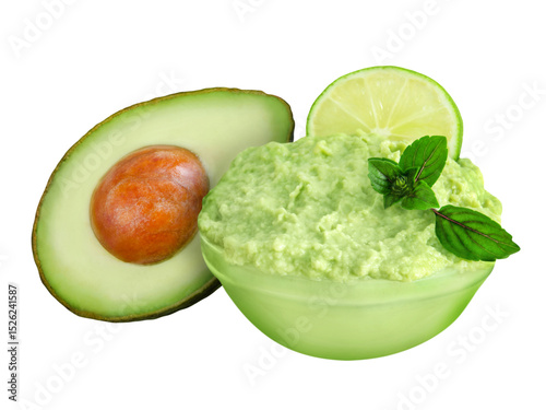 Avocado Guacamole  isolated on white background