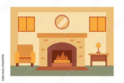 Cozy Fireplace Living Room Interior Design Warm Autumn Vibes and Comfortable Relaxation