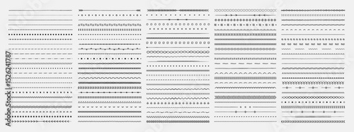 Set of hand drawn vector line border. Lines, borders, underline pencil strokes, drawing dividers. Doodle design. Geometric vintage fashion collection.