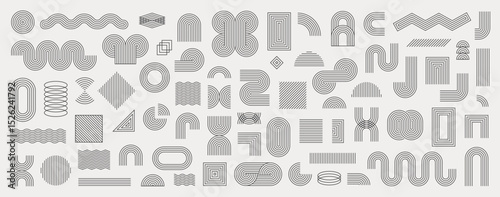 Abstract brutal shapes geometric. Memphis design, retro elements for web, vintage, advertisement, commercial banner, poster, leaflet, billboard, sale. Collection trendy halftone.