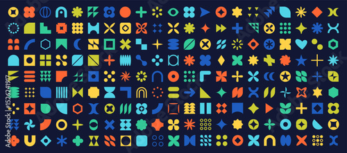 Abstract geometric elements shapes. Memphis design, retro elements for web, vintage, advertisement, commercial banner, poster, leaflet, billboard, sale. Collection trendy halftone vector.