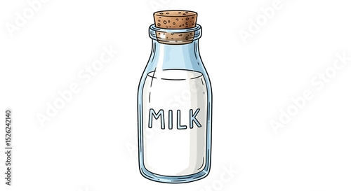 Hand Drawn Vintage Milk Bottle Illustration - Soft Sketch Style