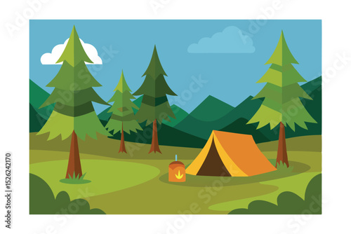 Serene Camping Scene Nature's Embrace in a Picturesque Forest