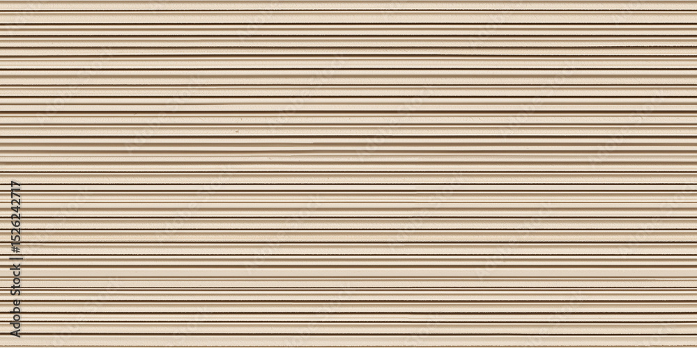 Obraz premium Corrugated metal texture, beige industrial steel shutter background, horizontal ribbed aluminum siding wall pattern