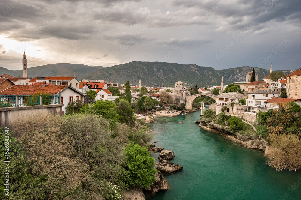 Fototapeta premium Mostar old town landscape