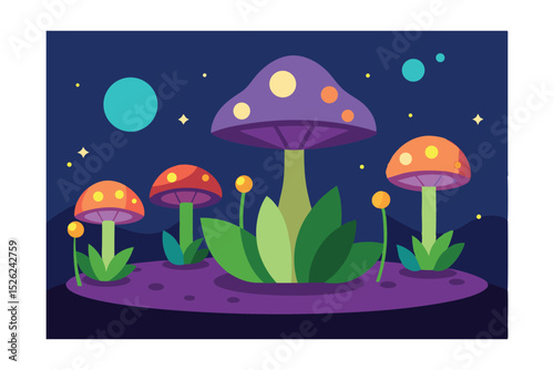 Enchanted Mushroom Forest A Nighttime Fantasy Illustration