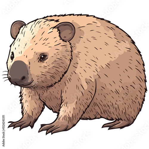 wombat, animal, vector, transparent background, creature, vombatidae, rodent, mammal, wildlife, cute, isolated, nature, zoo, furry