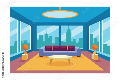 Modern City View Apartment Living Room Interior Design