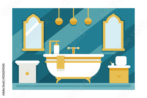 Elegant Teal and Gold Bathroom Design Luxurious Relaxation Space