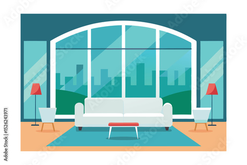 Modern Living Room Interior Design with City View Elegant and Spacious Apartment Design