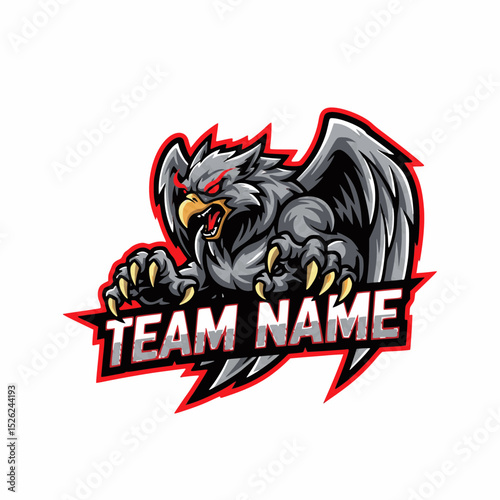 Griffin mascot design for sports team and gaming logo an eagle or other bird
