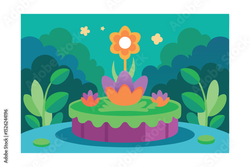 Enchanted Forest Bloom Magical Flower Garden Illustration