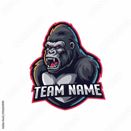 Angry Gorilla E-sports Vector Logo Design A Fierce Gaming Mascot Ready For Action In The Digital Arena
