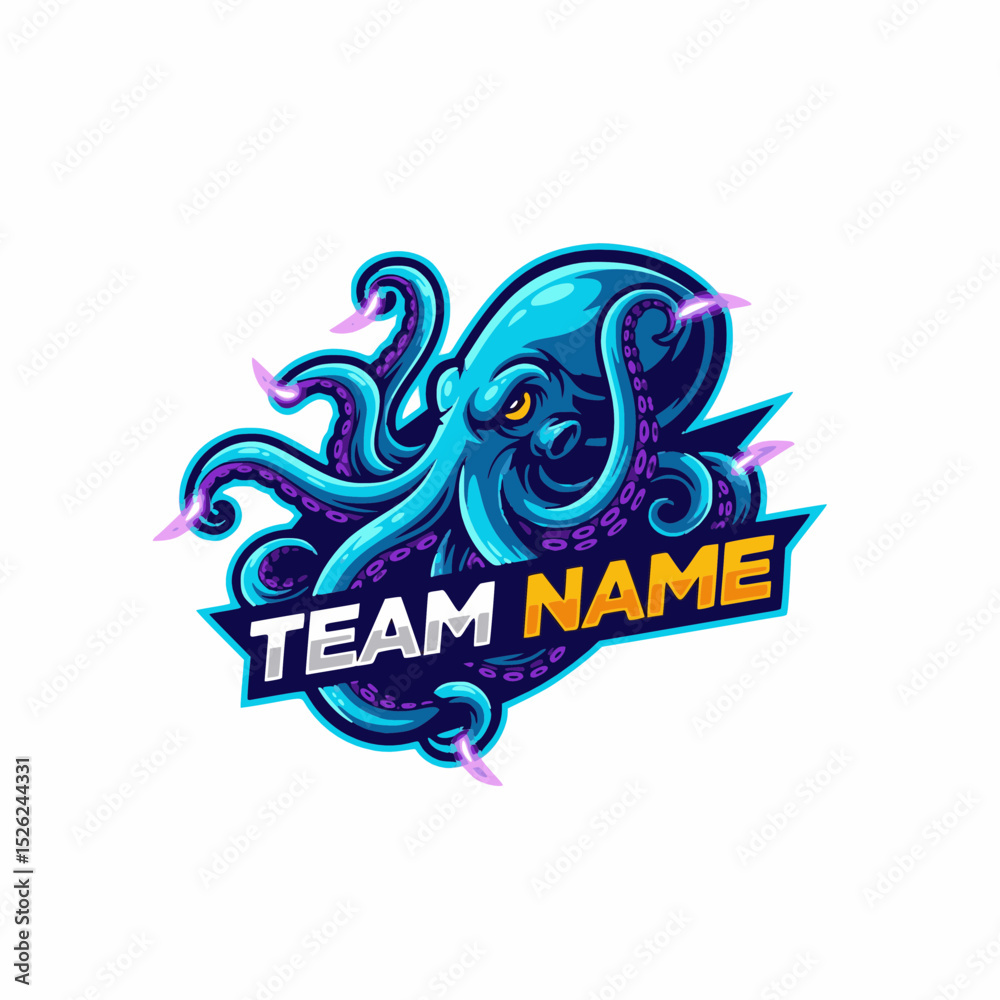 Obraz premium A Captivating Octopus Vector Logo Design for E-sports Gaming Team With Purple and Blue Theme