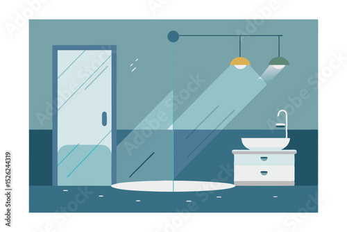 Modern Minimalist Bathroom Design Clean Lines, Glass Shower, and Soft Lighting
