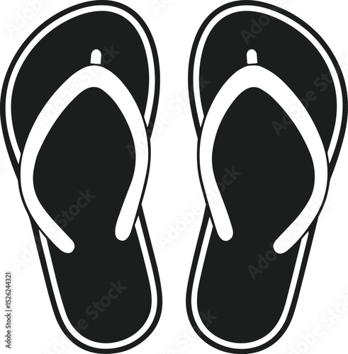 Flip Flops Silhouette – Summer Beach Sandals Black Vector Illustration