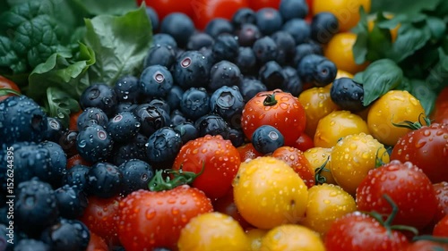 Wallpaper Mural Fresh Colorful Fruits with Water Droplets on a Vibrant Background Torontodigital.ca