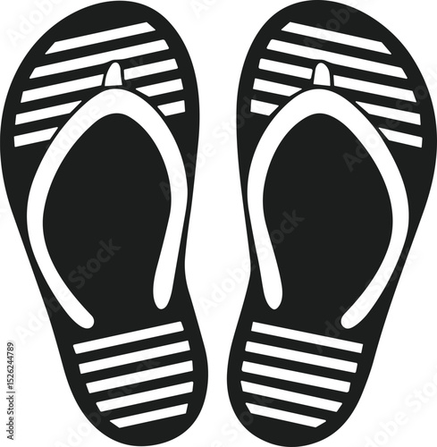 Flip-Flop Sandals Silhouette – Summer Beach Footwear Vector Design