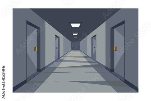 Mysterious Long Corridor Exploring the Eerie Ambiance of an Empty Hallway