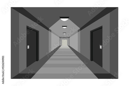 Modern Minimalist Hotel Corridor Design Interior Architecture Illustration
