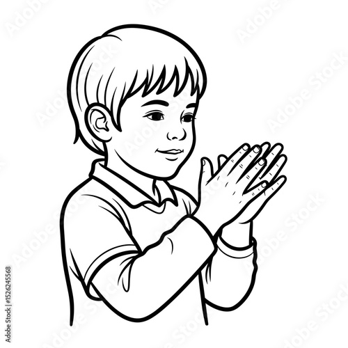 Boy clapping hands joyfully, expressing excitement and happiness