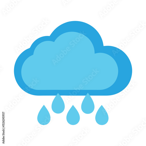 cloud with raindrops icon flat vector design isolated on white background