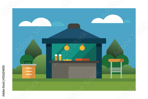 Outdoor Food Kiosk Delicious Eats in a Picturesque Setting