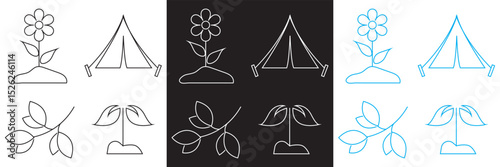 Spring Season Icon. Vector for Flower, plant, gardening, nature, , bunny, leaf, clover, growth, camp, bloom etc  . Vector illustration. isolated on white and black background. EPS 10
