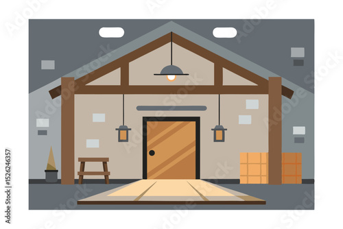 Rustic Farmhouse Entrance Charming Design with Wooden Beams and Stone Accents