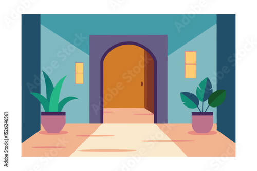 Elegant Interior Design  A Welcoming Entryway with Plants and Archway