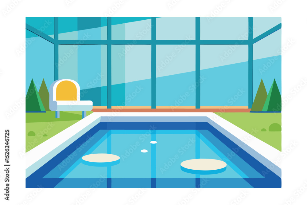 Fototapeta premium Indoor Pool Design Modern Glass Enclosure with Tranquil Water Features