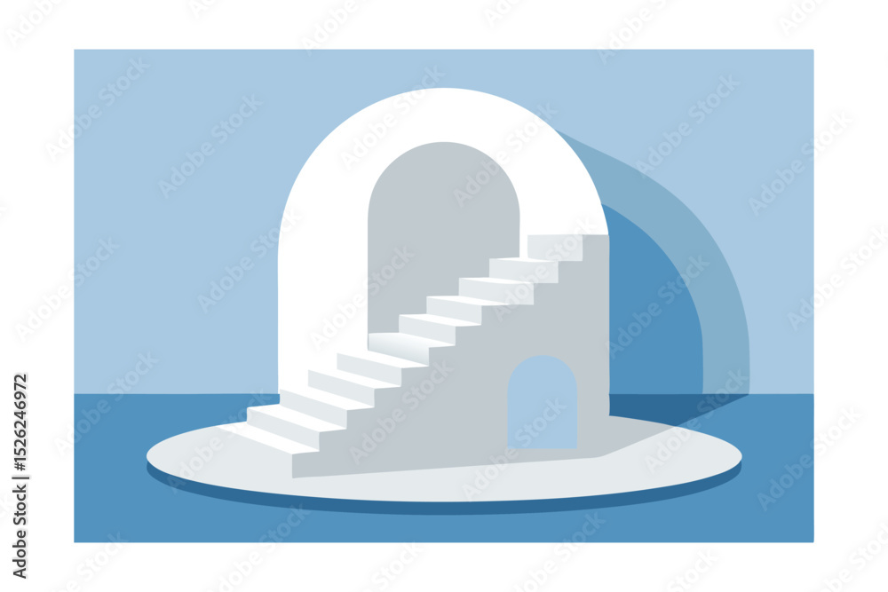 Fototapeta premium Architectural Design Steps Leading to an Archway - Minimalist Illustration