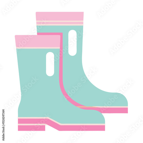 Pastel pink rain boots icon flat vector design isolated on white background